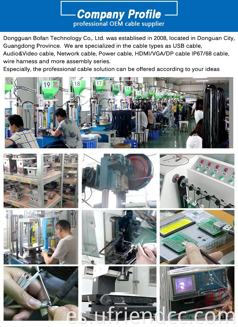 ODM OEM Factory Producción en masa DuPont USB Male a Femenino Cable de extensión